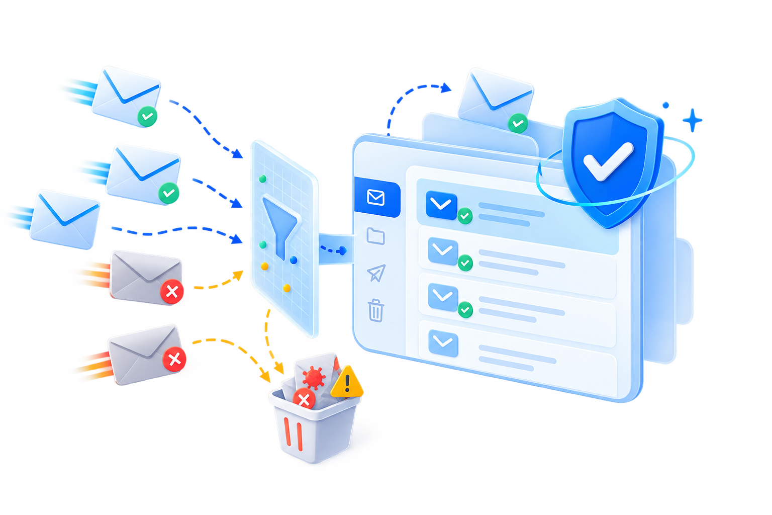 Alur MXFilter menyaring email masuk sebelum diteruskan ke inbox